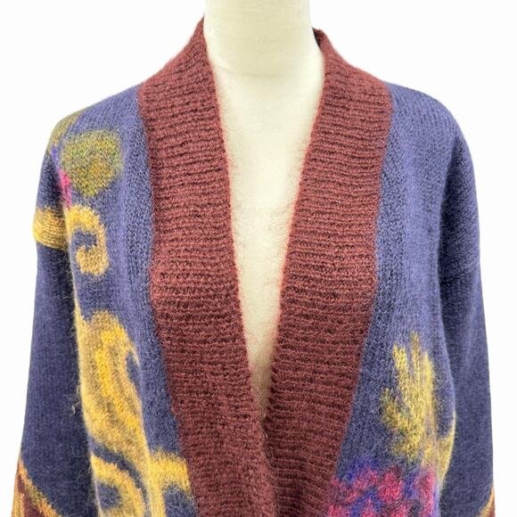 Vintage Linda Allard For Ellen Tracy Mohair Oversized Paisley Cardigan Sweater - Picture 6 of 14